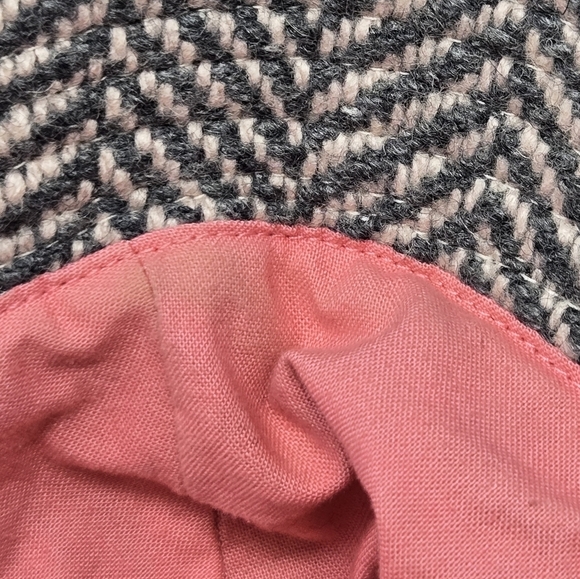 VINTAGE GAP WOOL BLEND GREY & PINK HERRINGBONE BUCKET HAT WOMEN M/L PREPPY Y2K - Picture 10 of 13